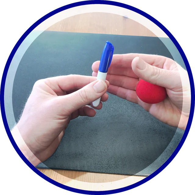 A sponge ball and marker pen routine